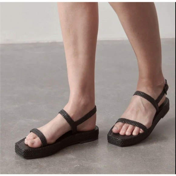 St. Agni Lori Woven leather Sandals Resortwear Coastal US 8 Black Scandi Girl - Picture 12 of 12